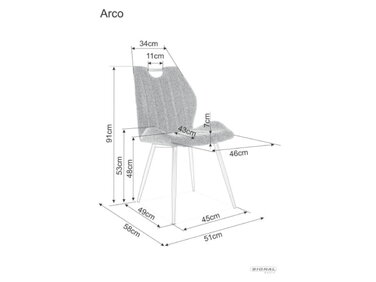 Стілець ARCO VELVET чорний каркас/сірий BL.14