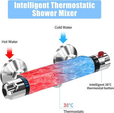 Сучасний змішувач для ванни та душу з двома виходами та керамічним вентилем - латунний, хромований, для ванної кімнати