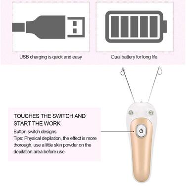 Електричний засіб для видалення волосся на обличчі, епілятор з ватними нитками, жіноча косметична бритва (01)