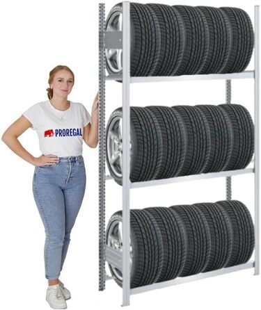 Стійка для шин PROREGAL PROEGAL - 200x106x43 см, 3 яруси, 150 кг навантаження, оцинкована, для гаража