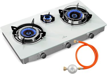 Газова плитка Klarstein Gaskocher 2-Flammiga: 7.7kW, нержавіюча сталь, для кемпінгу та дому, портативна, 2 конфорки (без редуктора)