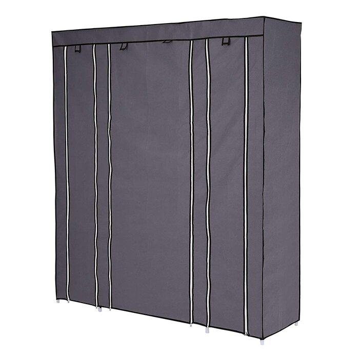 Шафа з тканини dibea, складаний шафа для одягу, 175x150x45 см, сірий