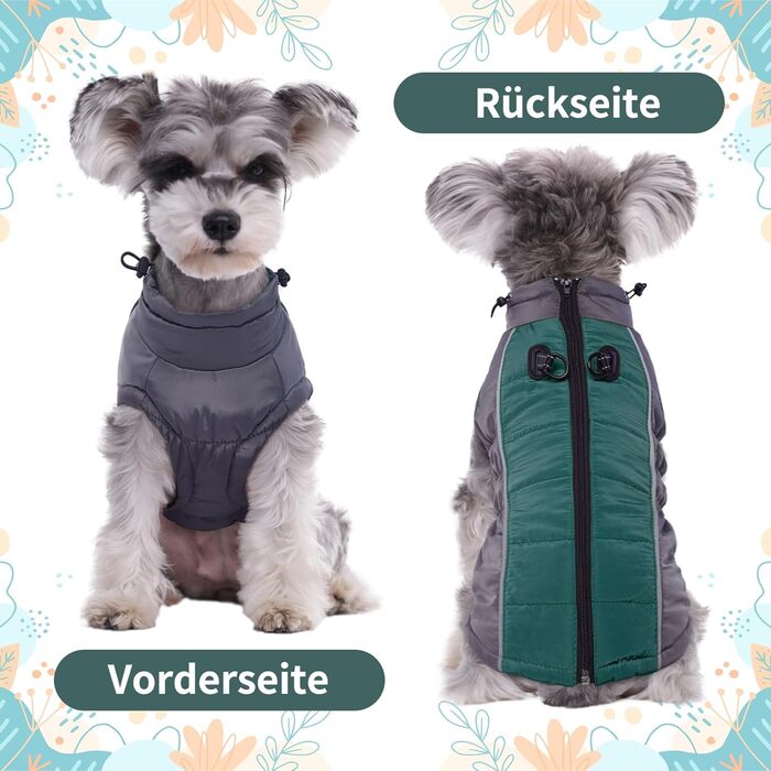 Куртка для собак зимова Kuoser, тепла куртка для собак, водонепроникна, зелена, XS