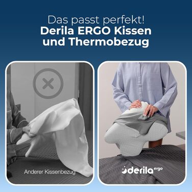 Ергономічна подушка для шиї та голови Derila з ефектом пам'яті (Memory Foam) для сну на боці, спині та животі, терморегуляційний чохол, 54x36x12 см