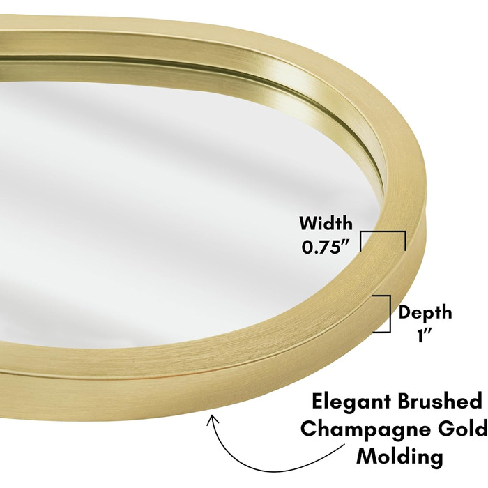 Дзеркало овальне Americanflat Spiegel Oval 30x61 см, золотий, з пластиковим каркасом для ванної, вітальні або спальні