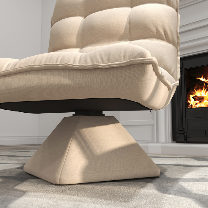 Крісло-релакс, крісло для читання, поворотне, з текстурою льону, розміри 62 x 70 x 95 см, бежеве