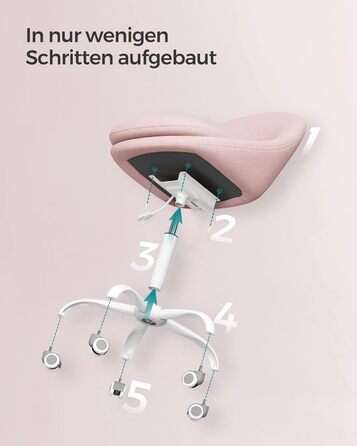 Крісло SONGMICS для офісу та дому, крісло для макіяжу, регульоване по висоті, з м'якою оббивкою, для робочого кабінету або спальні, кремово-біле (пастельно-рожеве, Sherpa-тканина)