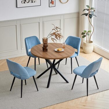 Стілець для їдальні, кухонний стілець з вертикальними смугами, м'який стілець з ергономічною спинкою, для їдальні, вітальні, кухні, спальні - (Блакитний, набір 2 шт.)