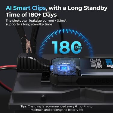 TOPDON JS3000 Powerbank для запуску двигуна: стартер, бустер для авто, 24000mAh (2500A), LED, для бензинових та дизельних двигунів до 9L/7L