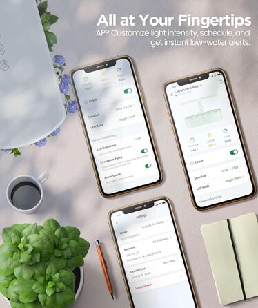 LetPot LPH-Air: Розумний гідропонний сад для вирощування трав, 10 капсул, LED 24W, 4L, WiFi, таймер