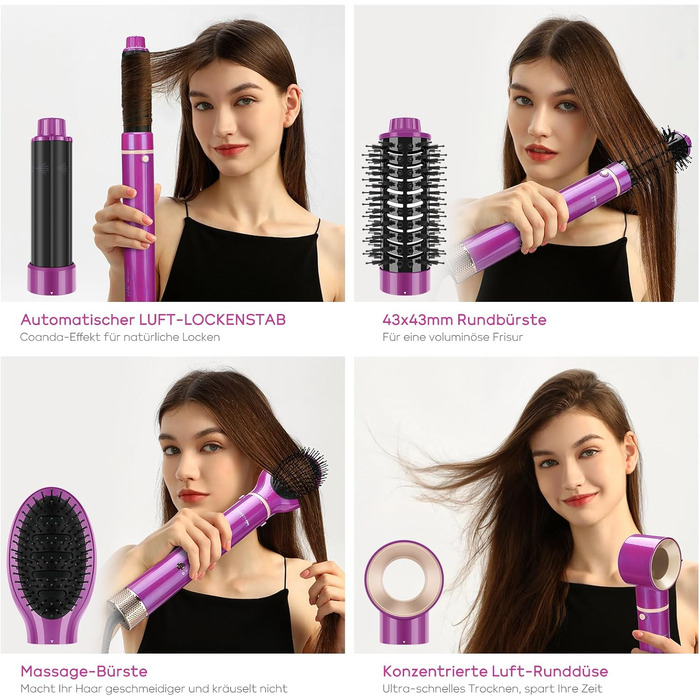 Стайлер 5 в 1 MaxAIR, PARWIN PRO BEAUTY фен, щітка з гарячим повітрям, плойка, іонний догляд, червоний