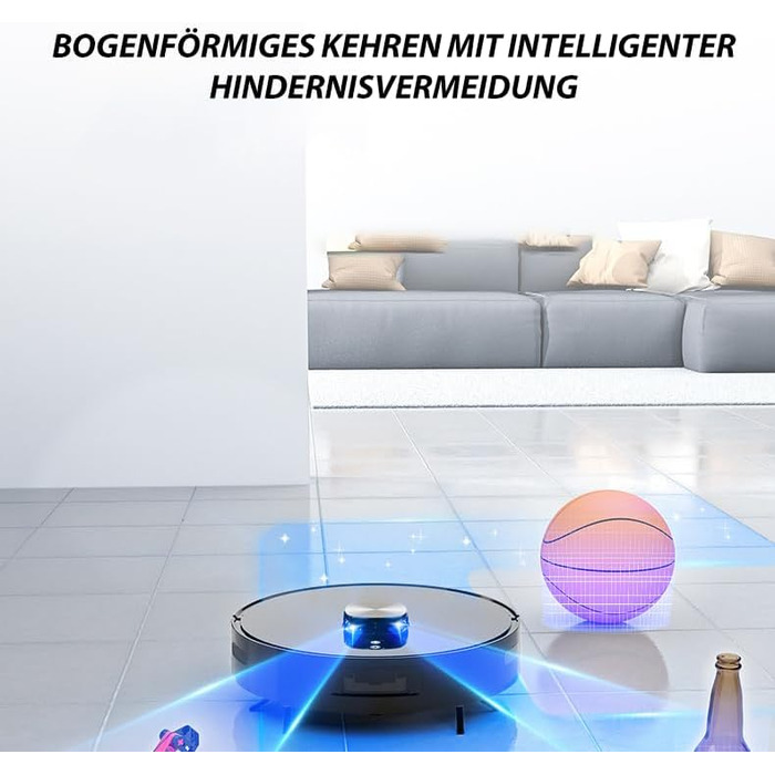 Робот-пилосос Oryzom Saugroboter V8 Pro: повний цикл прибирання, функція миття підлоги, керування через додаток, потужність 3000Pa, чорний