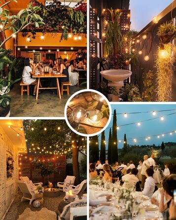 Світлодіодна гірлянда для вулиці 23м (30+3 лампочки) - регульоване світло, тепле біле освітлення, для тераси, саду, вечірки. Без пульта.