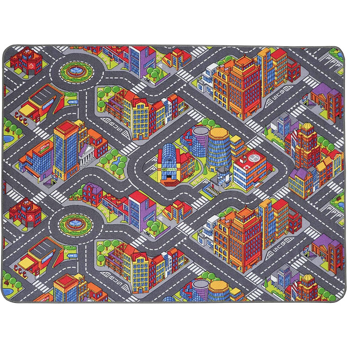 Килимок для ігор Primaflor-міцний дитячий килимок-високоякісний килимок для дитячої - Килимок для ігор для хлопчиків і дівчаток - - 95x133 см (велике місто, 140x200 см (1 упаковка))