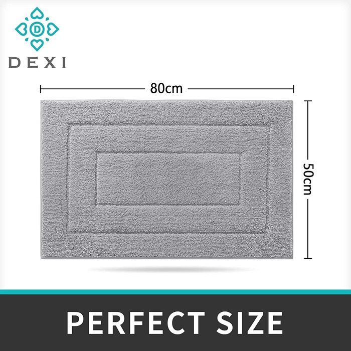 Килимок для ванної DEXI нековзний м'який килимок для ванної Водопоглинаючий килимок для ванної можна прати в пральній машині Килимки для ванної кімнати для душу, ванни і туалету - (50 х 80 см, світло-сірий)