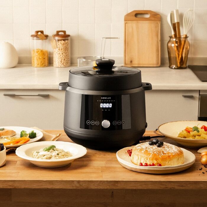 Мультиварка NEWLUX SmartChef V600 6L: 1200W, 17 програм, 2 рівні для приготування на пару, функція швидкої готовки