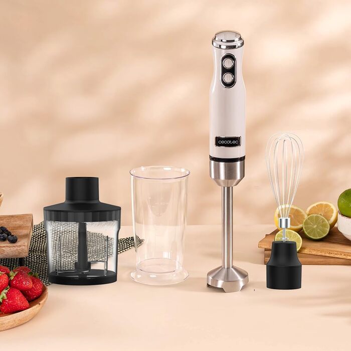 Блендер Cecotec Stabmixer Power RetroBeige 1200MAX Cream&Crush, 1200 Вт, 2 швидкості, набір аксесуарів, захист від бризок