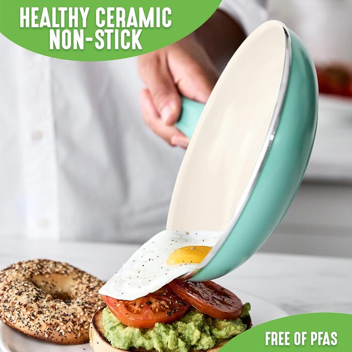 Сковорода з м'яким захопленням GreenLife (30 см), з антипригарним керамічним покриттям, не містить PFAS, придатна для миття в посудомийній машині, для духовки