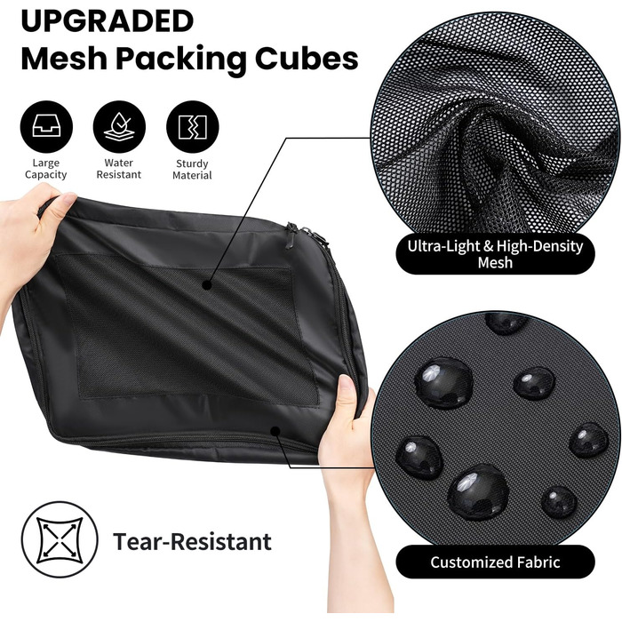Набір органайзерів для одягу в дорогу Packing Cubes для валізи, 10 шт, легкі дорожні органайзери для подорожей, чорні
