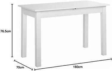 Обідній стіл Inter Trade Küchentisch, білий, 120-160 x 70 см, з висувною платформою