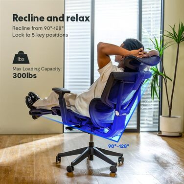 Офісний стіл FLEXISPOT з ергономічним кріслом, 3D підлокітники, 3D підголівник, 5D спинка, дихаюча сітка, до 130 кг, чорний (C7-Mesh)
