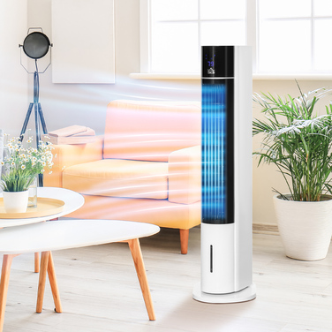 Колонний вентилятор з можливістю повороту на 52 градуси, тиха робота, 3 режими роботи та 3 швидкості