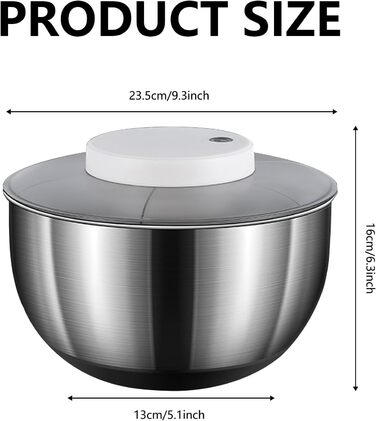 Електрична салатниця-сушка для овочів та фруктів, 4.8L, USB-зарядка