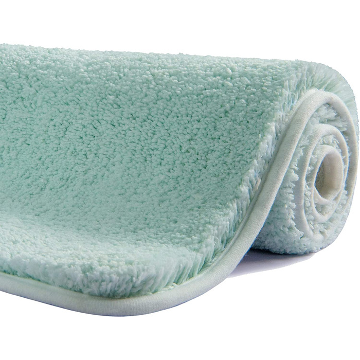 Килимок для ванної SFLXO 80 см x 50 см нековзний килимок для ванної можна прати в пральній машині протиковзкий килимок для ванної М'які водопоглинаючі Килимки для ванної пухнастий килимок з мікрофібри багаторазовий (Aqua, 60 x 100 см)
