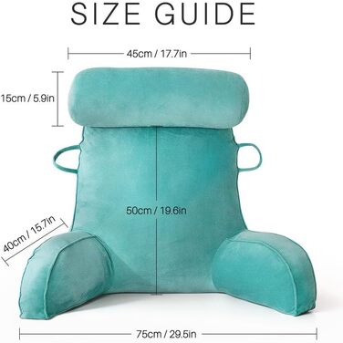 Подушка для читання Mingfuxin для ліжка, дивана, підлоги з підтримкою шиї та спини (Морська блакить)