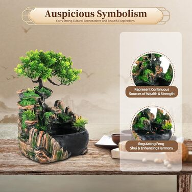 Фонтан для дому | Фонтан-водоспад | Декоративний фонтан для вітальні та офісу | З насосом | 19 x 13 x 28.5 см