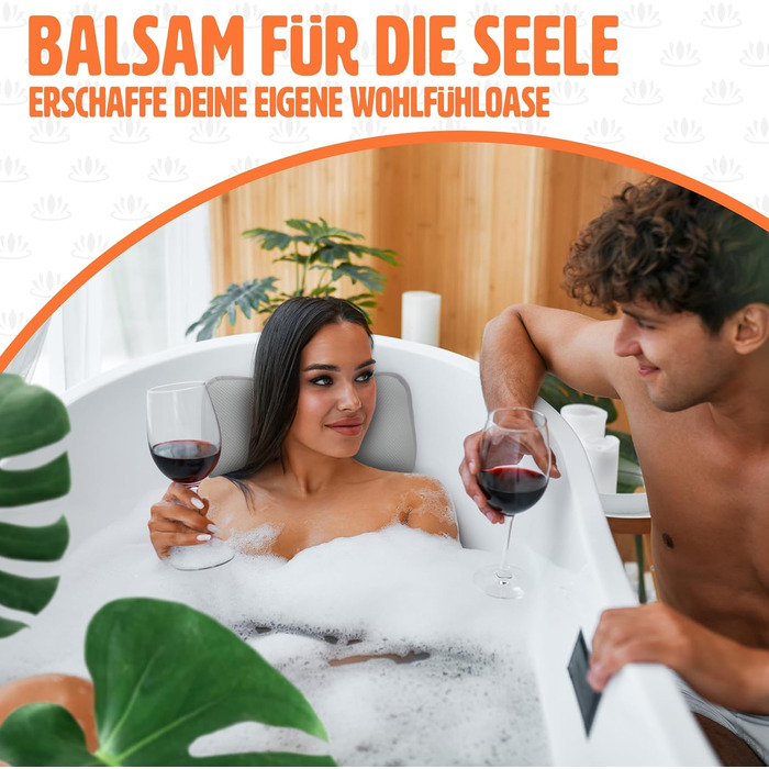 Подушка для ванни сірого кольору – преміум якість, 4 надміцні присоски, ергономічна форма для шиї та спини, інтегрований гачок