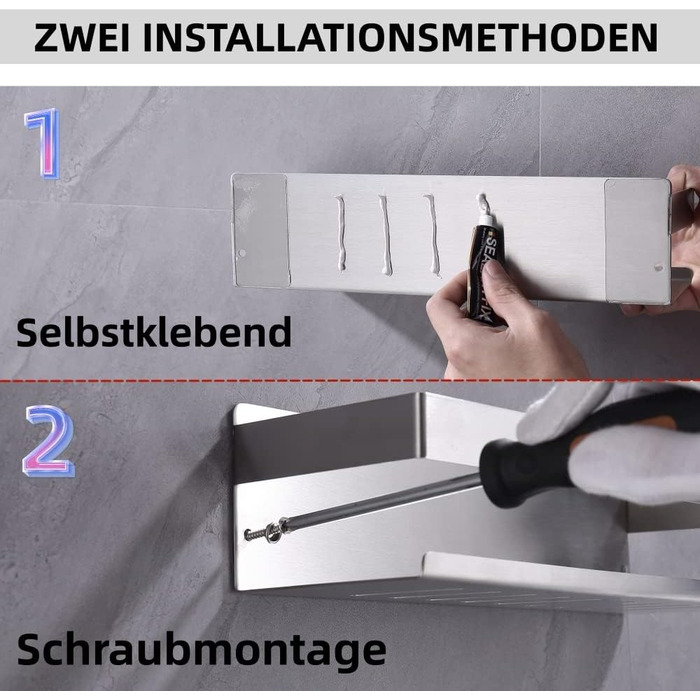 Поличка для душу без свердління, нержавіюча сталь, 40 см, H91107-40BN