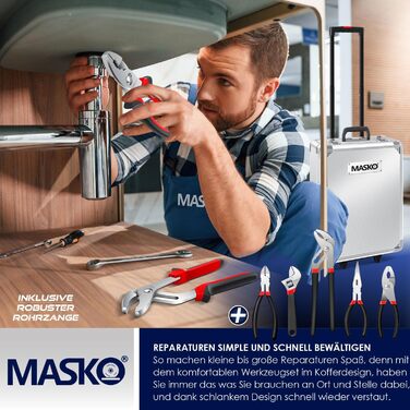 Набір інструментів MASKO 1400 предметів в алюмінієвому кейсі на колесах для дому, авто та хобі | Професійний інструментальний візок