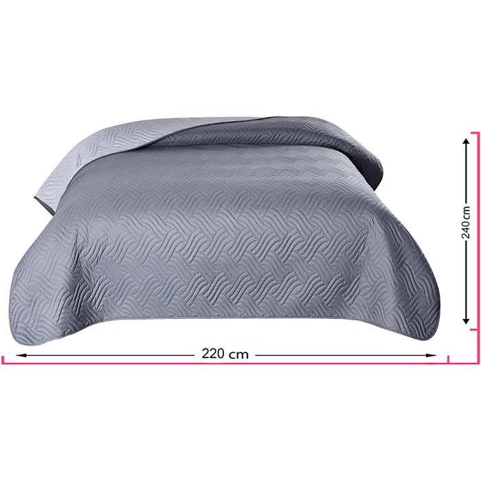 Покривало wometo 220x240 см oekotex з мікрофібри чохол сірий світло-сірий ватин стьобаний поворотний дизайн XXL диван диван ліжко покривало