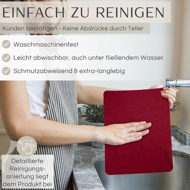 MAHEWA® Преміум комплект килимків на стіл з фетру (6 шт.) - антиковзаючі, миючі, для посуду (Антрацит/Коричневий, Бордовий/Чорний)