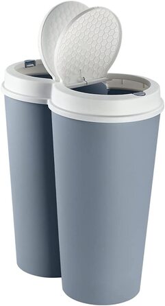 Сміттєва корзина Deuba 50L, подвійна система поділу на 2 відсіки, 2x25l, автоматична кухонна сміттєва корзина, сміттєва корзина, сміттєва корзина (синя)