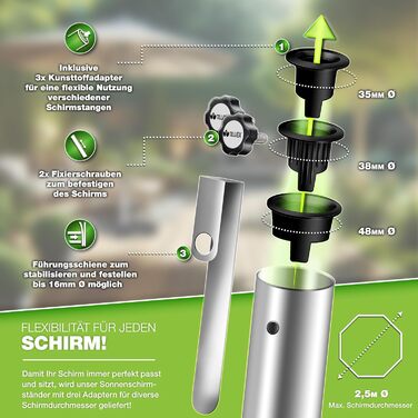 Підставка для парасольки Tillvex® Granit з роликами та ручкою для транспортування, 27 кг, кутова | Підставка для парасольки з нержавіючою сталею | Підставка для парасольки на балкон, сумісна з держателями 16-48 мм та парасольками діаметром 250 см, кутова,