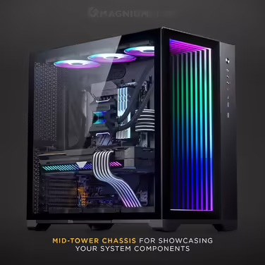 Корпус Magniumgear Neo Qube 2 IM ATX, подвійна камера, Digital-RGB, дзеркальна передня панель Infinity, скляні панелі, чорний
