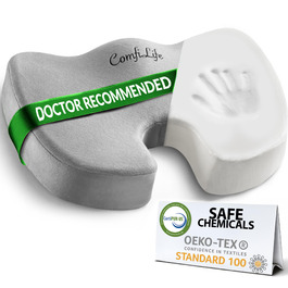 Подушка для сидіння ComfiLife Premium з Memory Foam для спини та ішіасу (сіра)