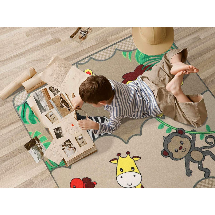 Ігровий килимок Primaflor - Міцний дитячий килимок - Якісний килимок для дитячої кімнати - Ігровий килимок для хлопчиків/дівчаток - - 100x150 см (133 x 133 см, Safari)