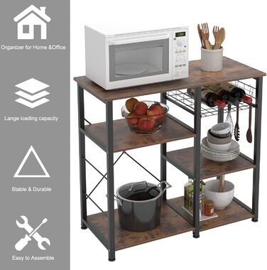 Стелаж для кухні та випічки Soges: місткий, чорний, з 3 полицями (ретро)