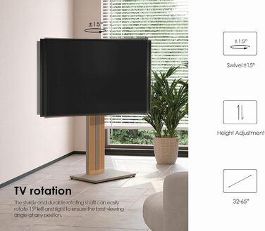 Підставка для телевізора FITUEYES Zen Серія Morandi Gray, дерев'яна, поворотна, регульована по висоті, для телевізорів 32-65 дюймів