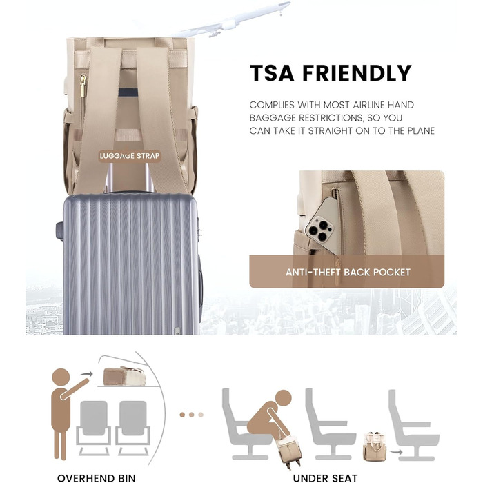 Жіночий рюкзак LOVEVOOK: компактний, водонепроникний, для ноутбука 15.6