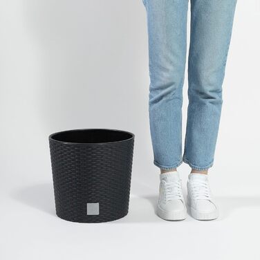 Кашпо для квітів Happy Flower MultiProject з вкладишем, ротанговий дизайн, 4 розміри, 4 кольори, 300 мл, бежевий