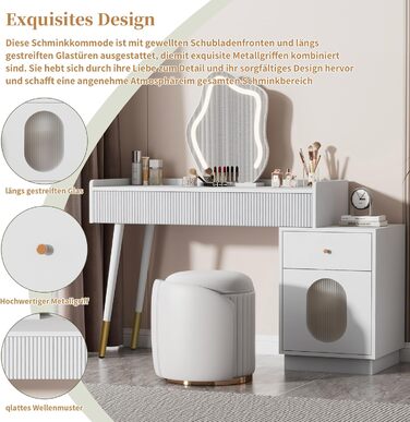 Сучасний туалетний столик ModernLuxe з дзеркалом та 5 висувними ящиками (100x76x40 см)