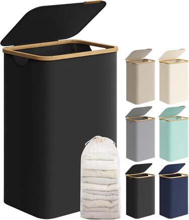 Кошик для білизни з кришкою - чорний / 90 л 42 x 32 x 70.5 cm