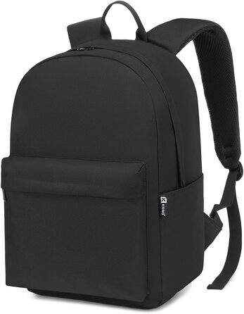 Шкільний рюкзак, студентський рюкзак, легкий шкільний ранець, стильний, повсякденний, денний рюкзак, коледж, подорожі, робоча сумка для хлопчиків і дівчаток, підходить для ноутбука 15,4 дюйма (чорний)
