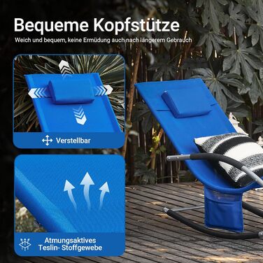 Шезлонг SoBuy для 2 осіб, садова розкладна лежанка, крісло-гойдалка, вологостійка, з подушкою, для тераси, балкону, кемпінгу, до 150 кг, Gartenmöbel OGS28-SCHx2 (Kleinblau)