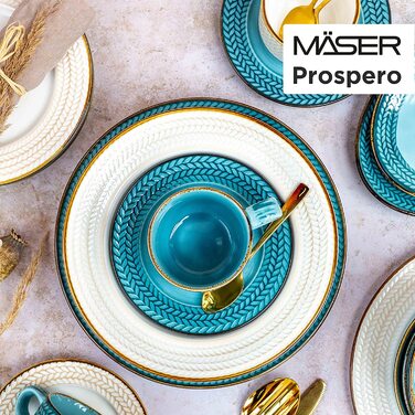 Набір мисок для пластівців Prospero, 4 миски з ручним розписом, кейтерингова якість, ідеально підходять для супів, вінтажний стиль, міцна порцеляна, синій (макс. 60 символів), 935012