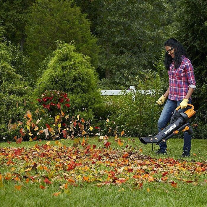 WORX WG505E: Електричний повітродув та пилосос для листя 3000W – 3-в-1 (повітродув, пилосос, мульчер) з мішком 45л – швидкість 335 км/год, об'єм 600 м³/год